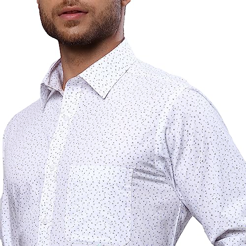 Image of Raymond Men's Pure Cotton Print Pattern Slim Fit Semi Cutaway Collar Full Sleeve Formal Shirt