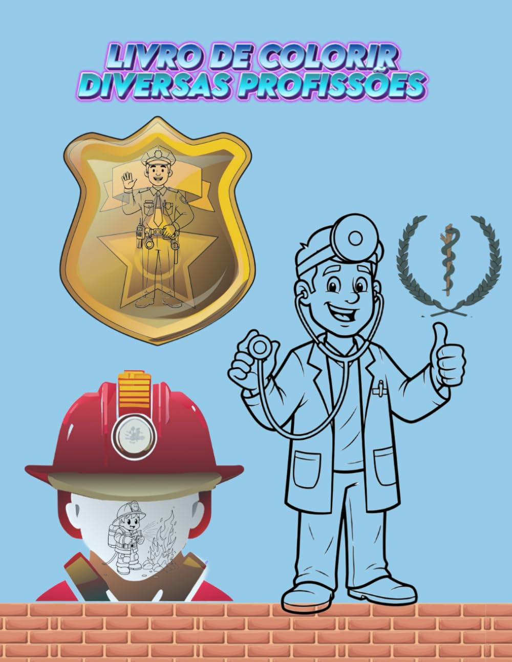 Livro de colorir diversas profissões: Livro de colorir diversas profissões com trabalhadores CLT
