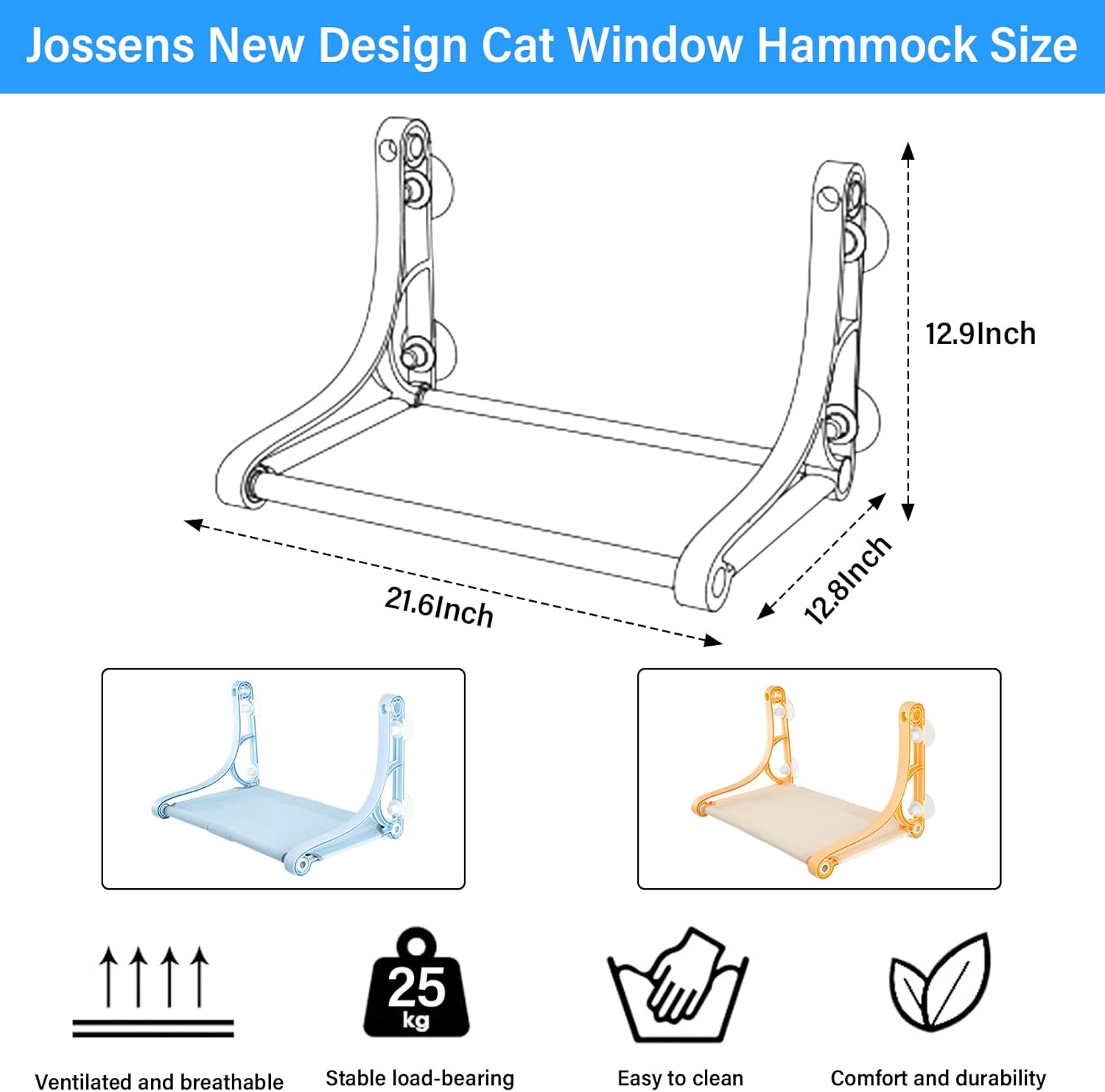 Cat Window Perch,Cat Window Hammock,Cat Window Shelf with Strong Suction Cup Holds up to 50 lbs,Window Cat Perch with Two Modes of Use and Easy to Install for Large Fat Cats or Two Cats