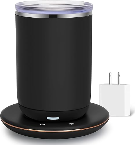 Taza de café autocalentable con tapa y autoagitación, taza inteligente eléctrica con control de temperatura, 8 horas de apagado automático, regalos