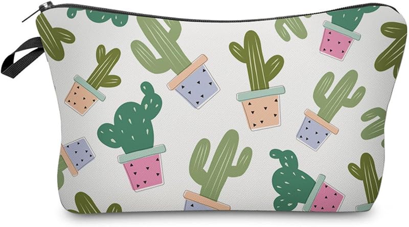 Necessaire pequena para maquiagem Livel lhood com estampa de cactos, Pacote com 1