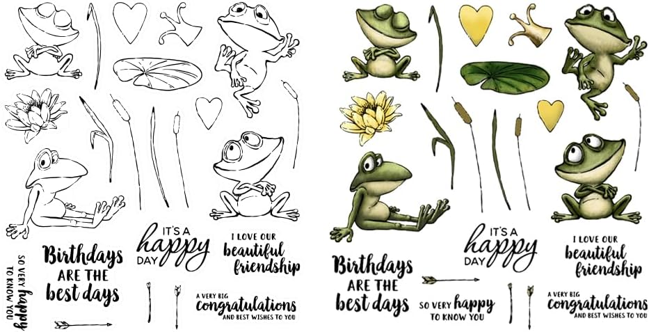 Stamps for Crafting,Cartoon Frog Prince Transparent Stamp and Cutting Die Set for Card Making DIY Silicone Stamp Metal Cutting Die,Stamp and die Sets for Card Making