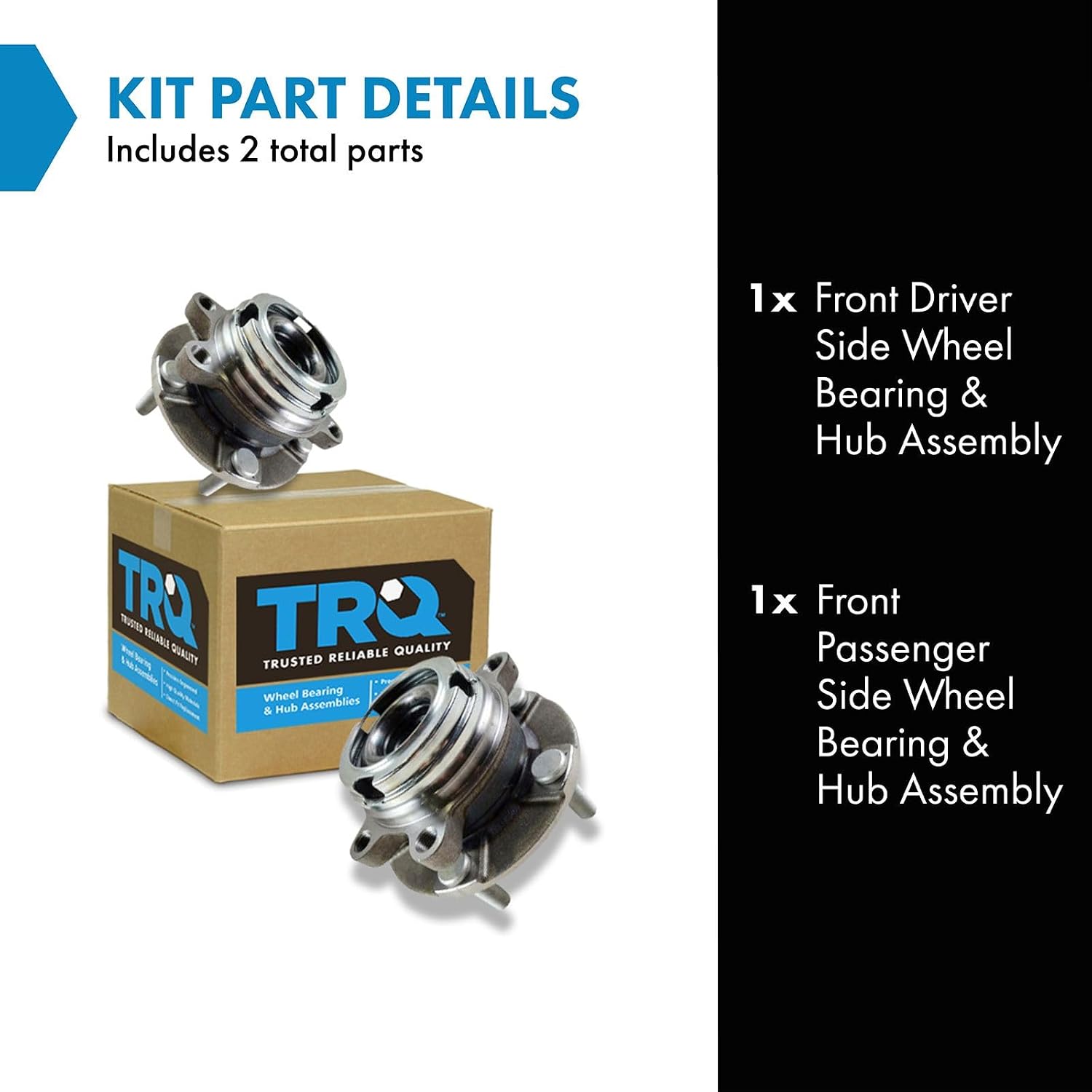 TRQ Front Left and Right Wheel Bearing and Hub Assembly Set 2 Piece Compatible with 2013 Infiniti JX35 19-21 QX50 14-20 QX60 07-09 Nissan Altima SE 10-12 Altima 13-18, 09-14 Maxima 16-20 Maxima