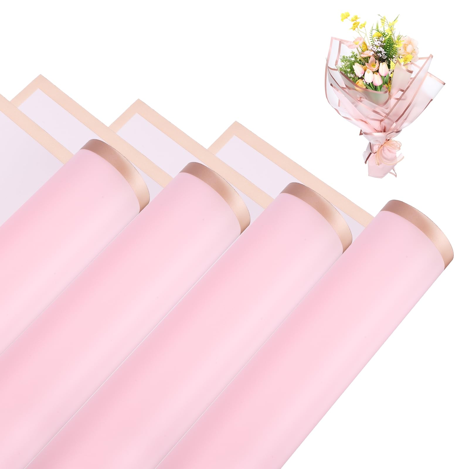 sourcing map Flower Bouquet Wrapping Paper, 56cm/22 Inch Waterproof Floral Wrapping Paper for Flower Bouquet DIY Gift, Wedding, Birthdays, Valentine's Day, Pack of 20(Water Pink)