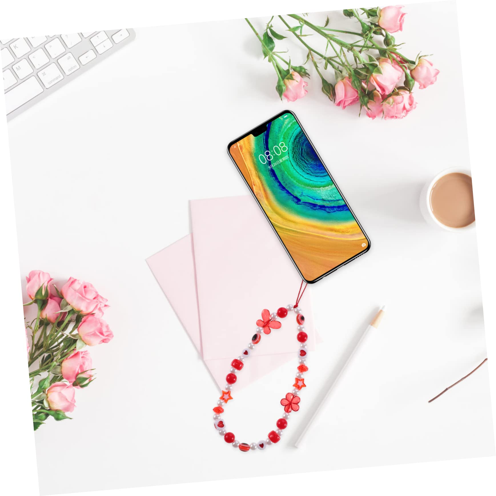 Uonlytech Cordón De Teléfono Con Cuentas Acollador Decoraciones De Teléfono Cordones De Cuentas De Teléfono Cuerdas Para Colgar Telefonos Cuerdas Para Celular Perla