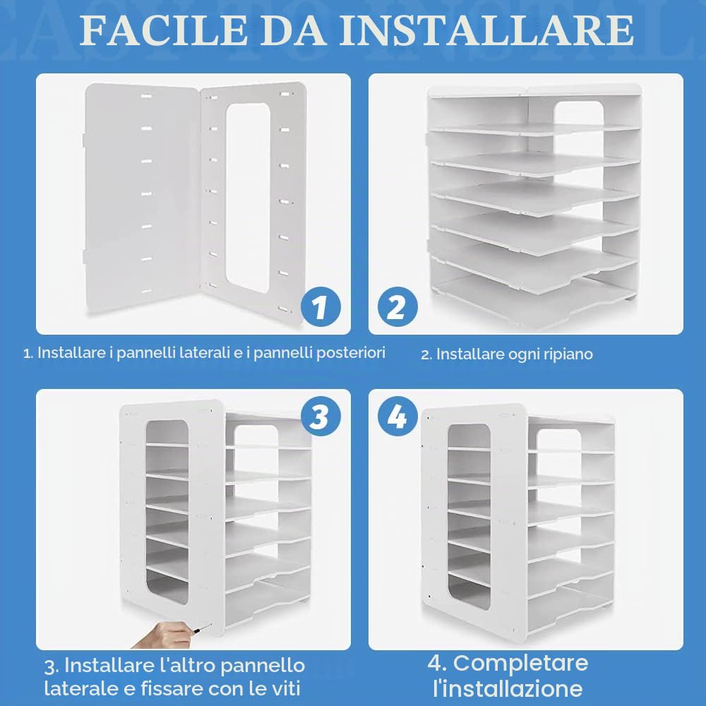 THATSRAD Organizzatore da Scrivania a 7 Livelli con Portapenne Porta Documenti da Scrivania A4 Vassoio Portadocumenti per Ufficio Scaffale per la Conservazione dei Documenti per Ufficio Scuola Casa