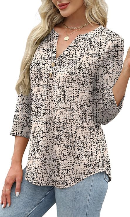 OFEEFAN Womens Tops 3/4 Sleeve Henley Shirts for Women Fall Fashion 2025 School Outfits for Teachers - Image 4