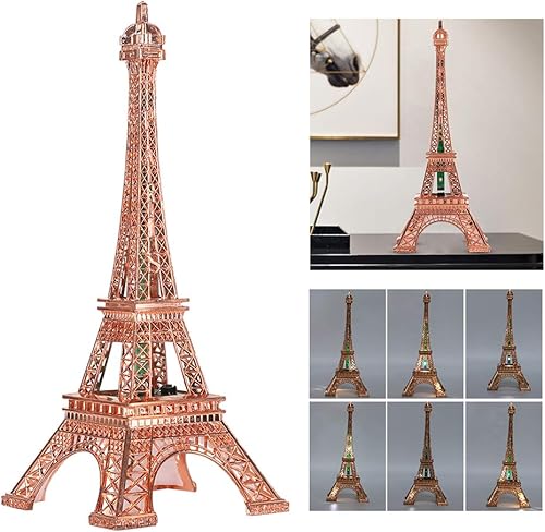 Miniatura 5 de LIZEALUCKY Estatua de la Torre Eiffel, modelo de torre Eiffel de 10.2 pulgadas, torre decorativa de escritorio de mesa con luz nocturna 3D, luminoso