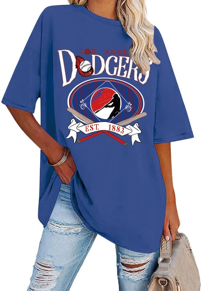 Oversized Baseball Shirt for Women Game Day Shirt Team Graphic Tshirt Casual Short Sleeve Tee Tops