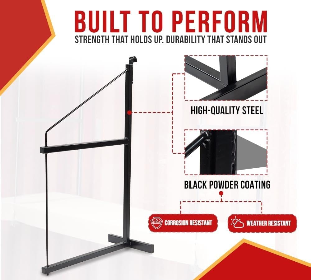 Mytee Products 4 Pack 2 Tier Shipping Container Shelving Bracket with Hooks - 19-3/4"x34, 550 lbs WLL - Black Powder Coated Steel for Heavy Duty Trailer Containers - Easy to Assemble & Remove