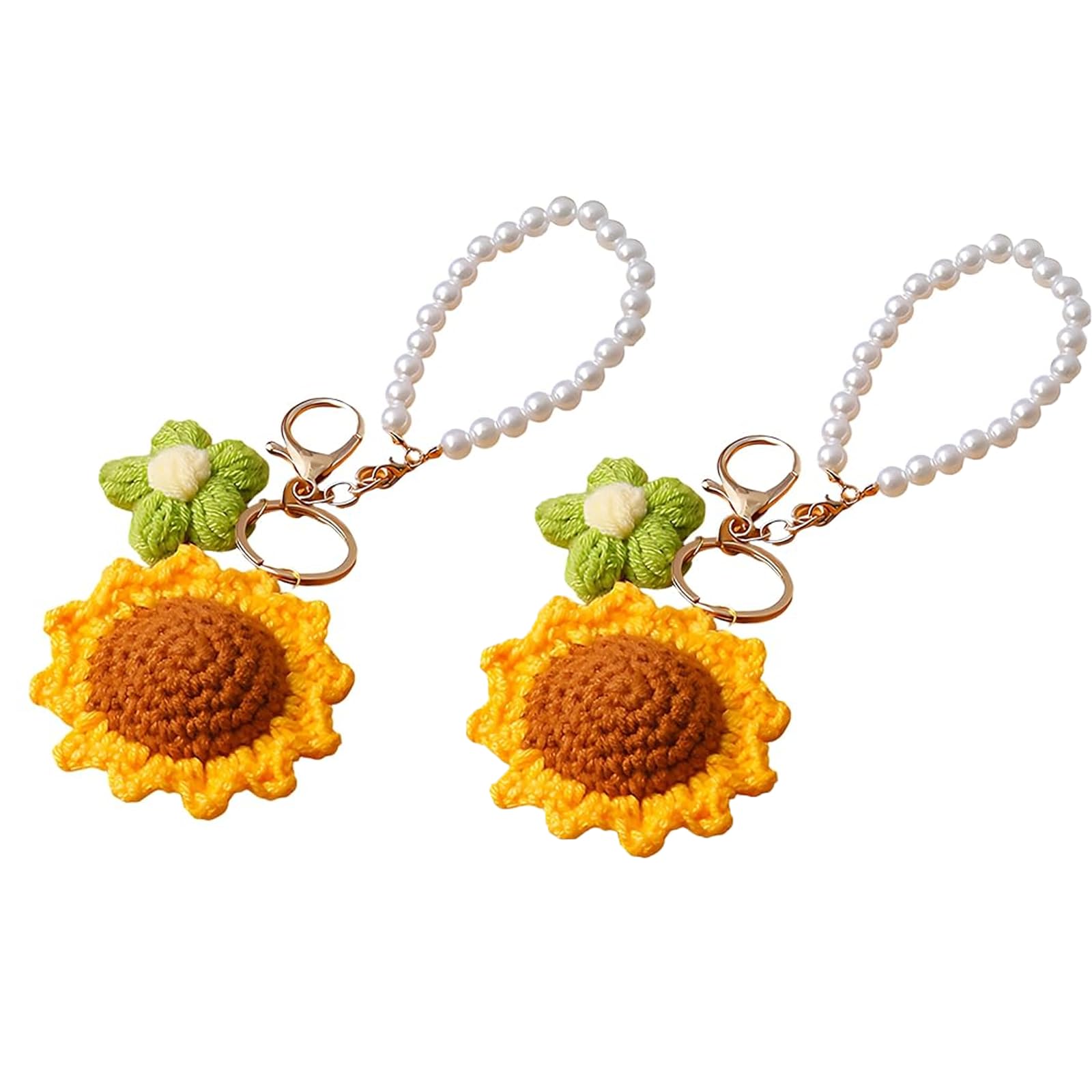 2-Piece Handmade Crochet Sunflower Keychain, Cute Bag Charms for Handbags, Aesthetic Keychain for Girls, Delicate Handmade Gift for Women-image-26