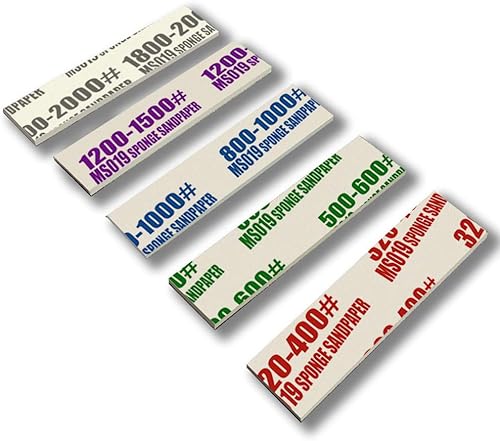 Hobby Model Craft Tools - Esponja de lijado multiusos tipo 50 piezas (grano 320-400 # 500-600 # 800-1000 # 1200-1500 # 1800-2000)