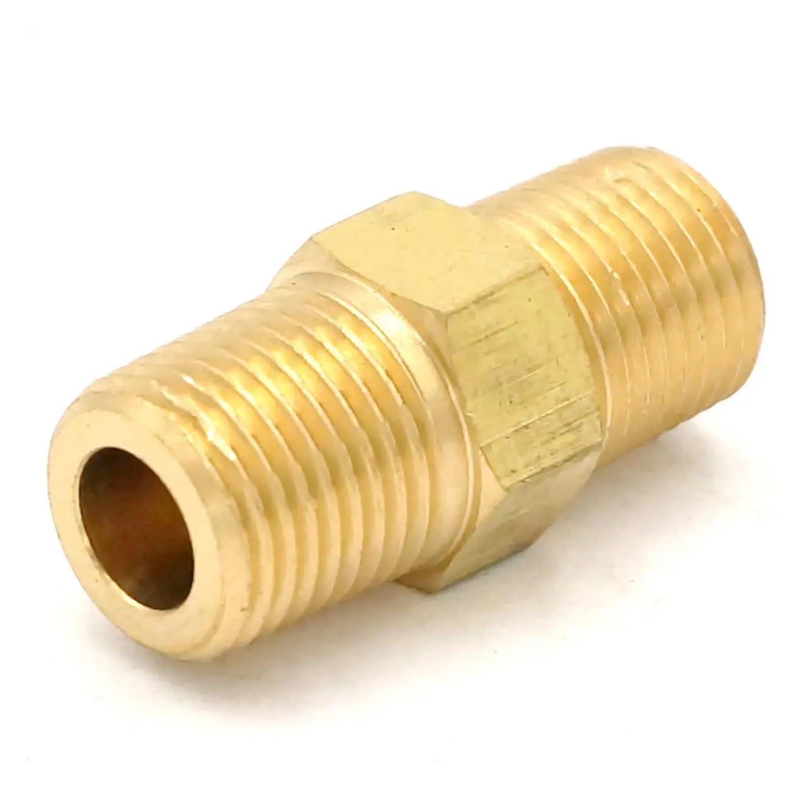 AARTERZZA 1/8" BSPT x 1/8" NPT Male Hex Nipple Reducer Brass Pipe Fitting Connector Adapter Water Gas Oil Fuel