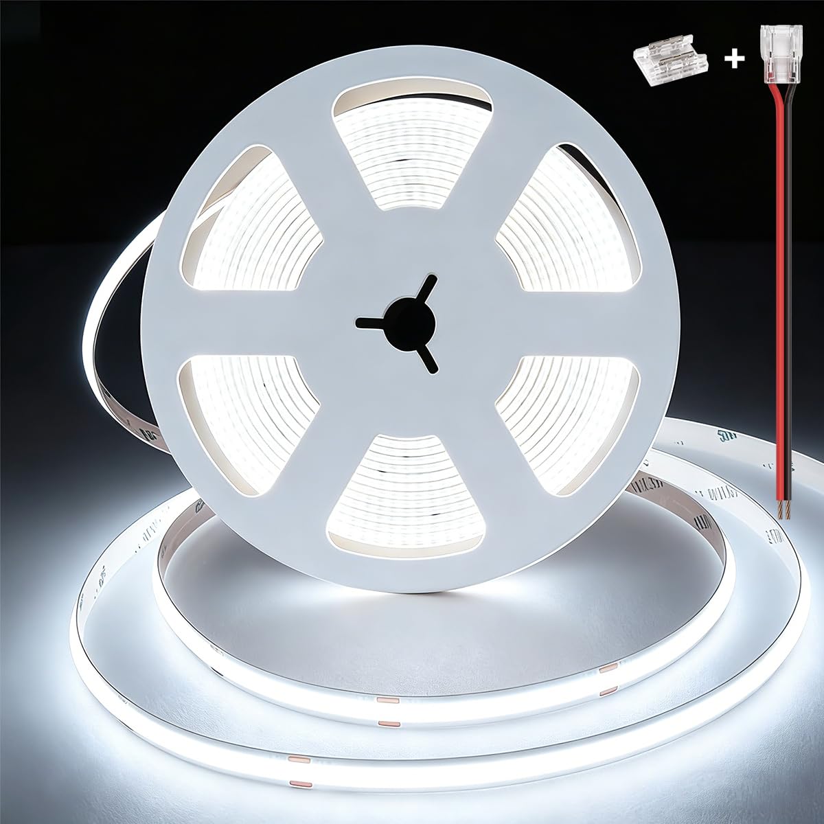 illuburg 24 V COB LED Strip Cool White 6000 K 2.5 m 480LEDs/m CRI90+ Dimmable Self-Adhesive LED Strip Light Strip Chain — image 1