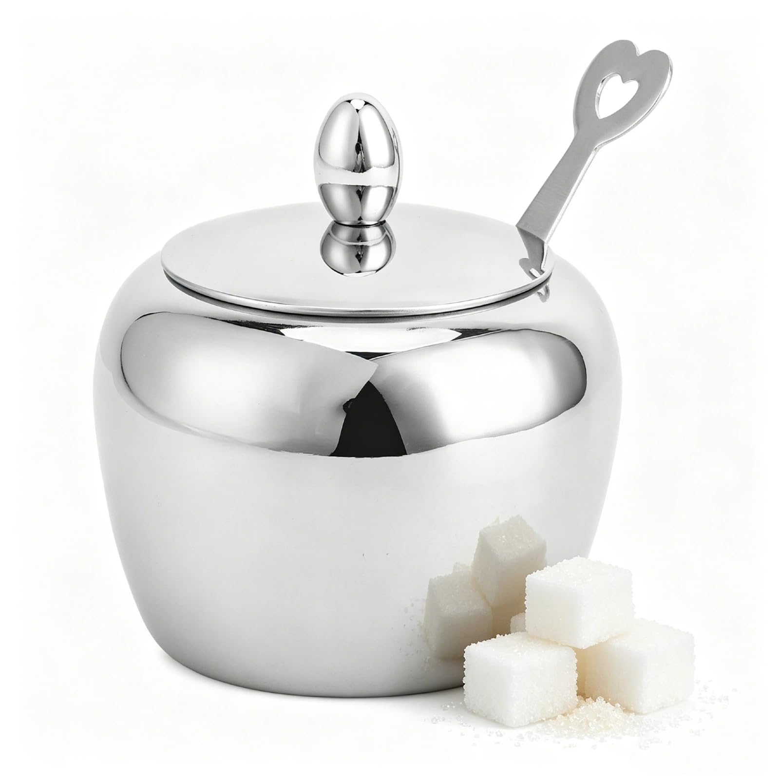 Bol à sucre inox étanche avec cuillère doseuse pour épices et sel