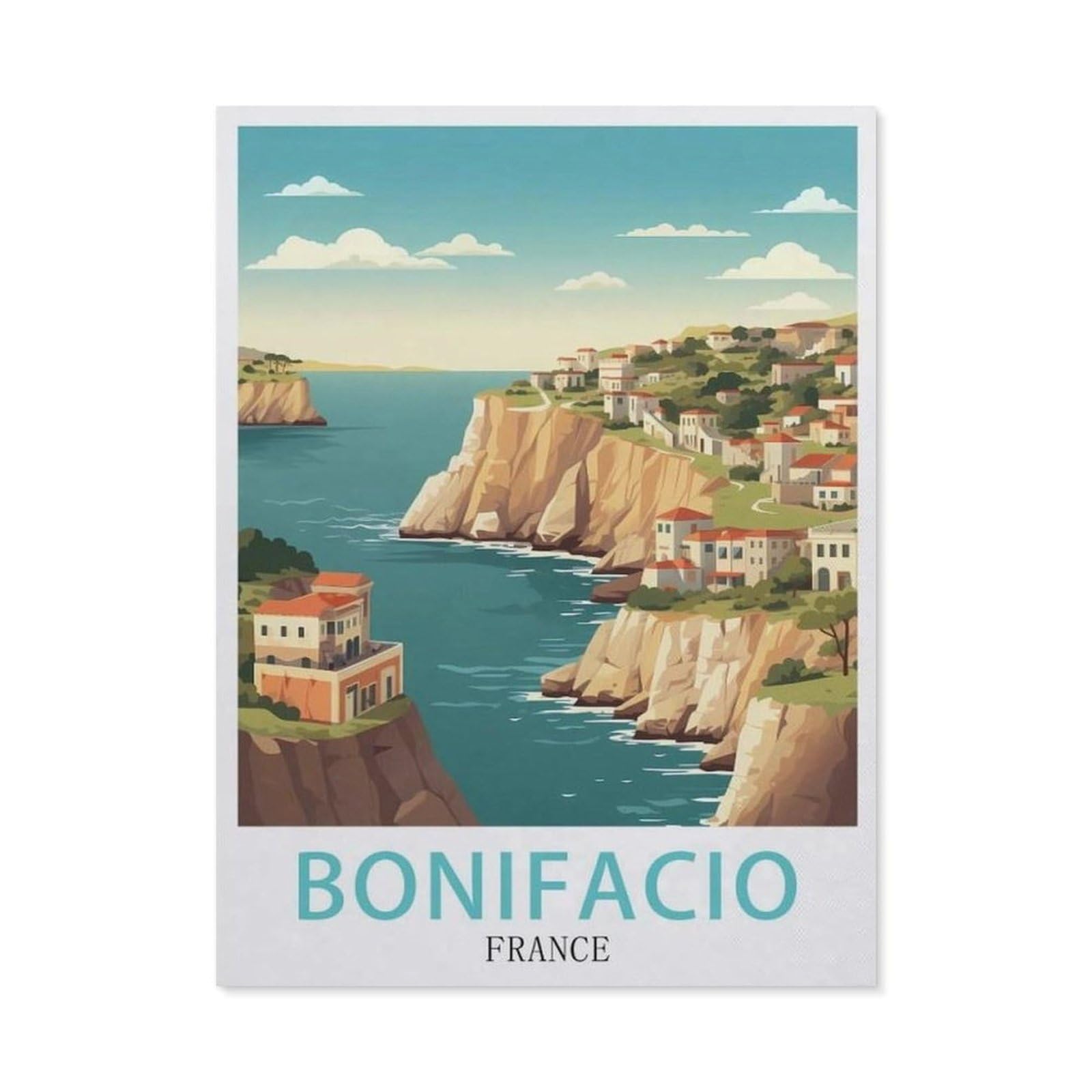 YYHMKBYY，Jigsaw Puzzle 1000 Pieces for Adults，Bonifacio France，Teens Boys Girls Puzzles Difficult Thick Sturdy Pieces Challenging Puzzle for Party Games（50x70cm）-R71