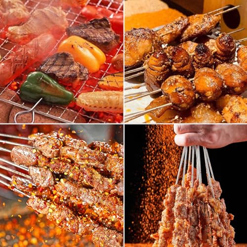 Ruayia Grillspieße, 20 Stück BBQ Spieß Edelstahl, 20CM Schaschlikspieße Edelstahl, Fleischspieße Spieße, Wiederverwendbare BBQ Grillen Grillzubehör ideal zum Fixieren von Garnelen
