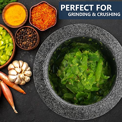 Large Mortar And Pestle Set, Heavy Duty Natural Granite Mortar And Pestle, Solid Stone Grinder Bowl, Unpolished Mortar & Pestles For Grinding Spices,Guacamole,Herb Crusher,Crush Pills - 2 Cups, Grey #TOP6