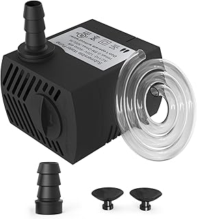 Aquarium Pumpe, 4W 300L/H Mini Wasserpumpe,Teichpumpe für Außen,Inklusive Netzkabel, 2 Düsen für Klein Pump, Geeignet für Katzenbrunnen, Zimmerbrunnen, Garten, Miniteich