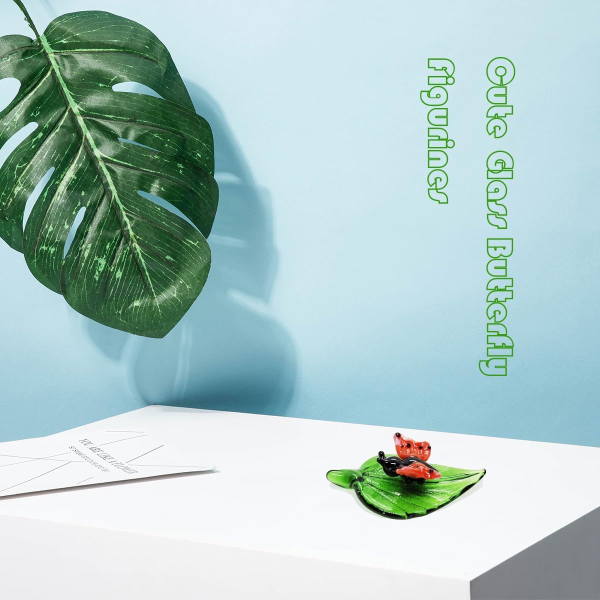 Tiny 2.16" Long Butterfly Figurine - Miniature Hand Blown Glass Butterfly Insect Colorful Crystal Animals Statue Decorative Collectible Figurines Décor Gifts - Image 3