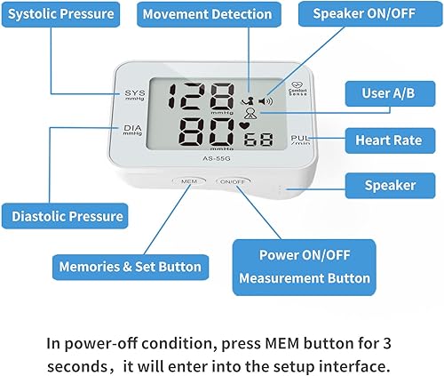 Miniatura 4 de Monitor de presión arterial de muñeca, brazalete digital de presión arterial con transmisión de voz y pantalla grande, monitor automático de presión