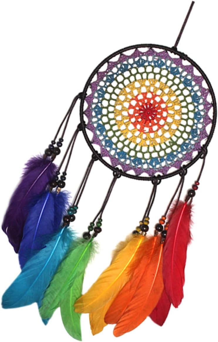 DOITOOL Colorful Woven Dream Catcher Wall Hanging Decor for Bedroom Balcony Handmade Iron Material Pendant Boho Style Home Ornament Safe Eco-Friendly