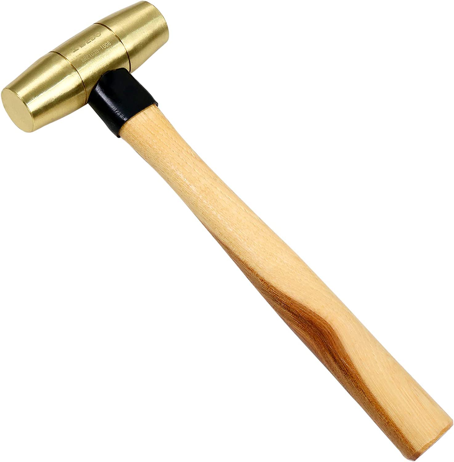 WEDO Martillo de latón de 900 g, martillo con mango de madera, cabeza de martillo de latón, resistente a la corrosión DIN Norma, 350 mm de longitud