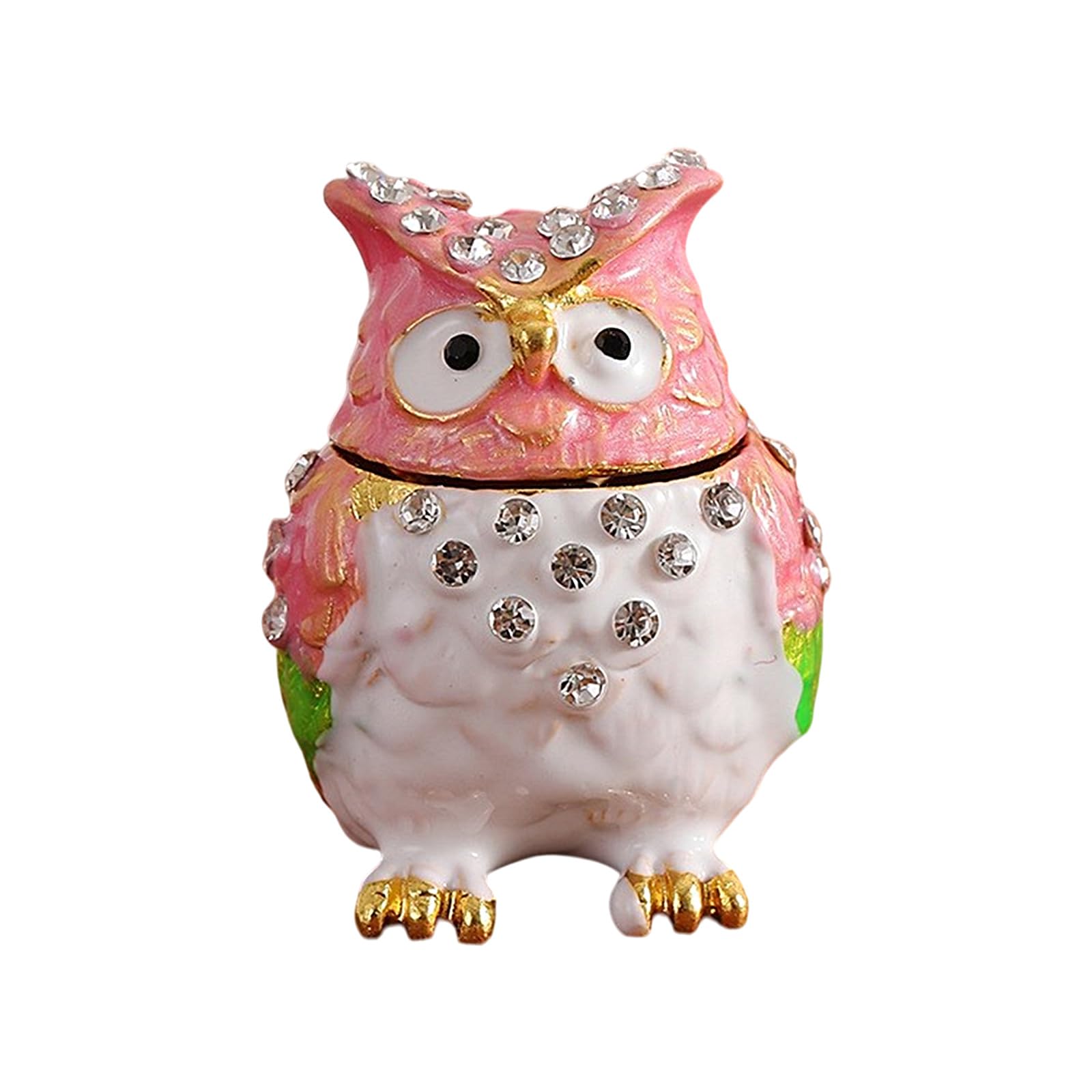 JSGHGDF Sparkling Owl Alloy Jewelry Box Secure Compartment for Earrings Necklaces Storage Rhinestones Owl Jewelry Box