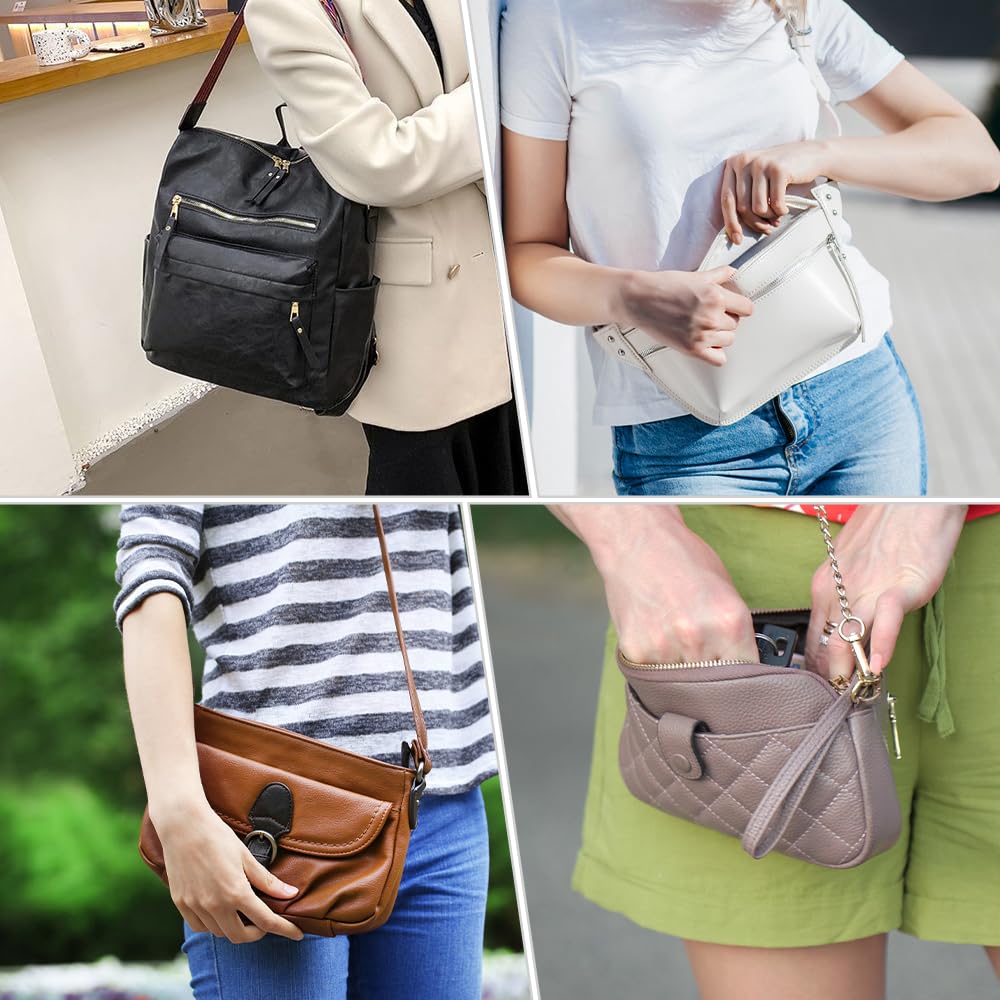 WADORN 3 kleuren PU-lederen ritssluiting om te naaien, 27 cm lange handtas met metalen scheidingsritssluitingen, frame, tassen, accessoires voor breien en haken, portemonnee
