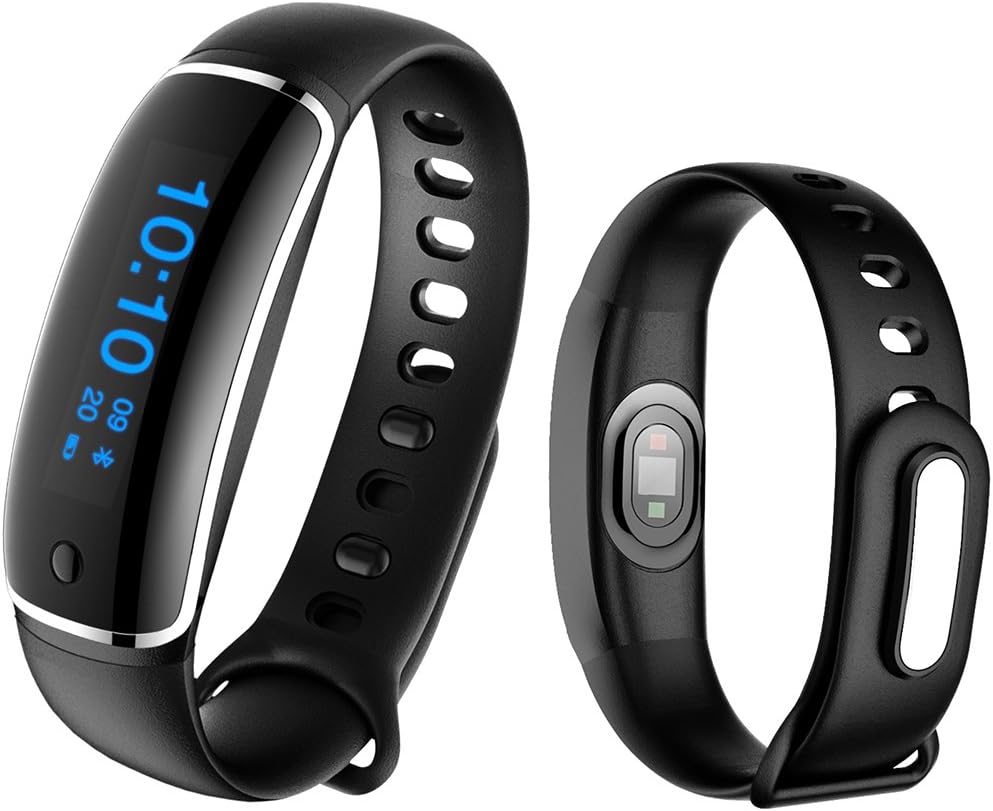 Urcare Fitness Tracker Wristband With Heart Rate Monitor Blood Pressure Monitor Waterproof IP67 Smart Bracelet HR BP Activity Watch for iPhone Android Smart Phone (Black)