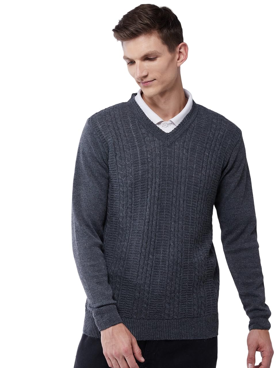 pivl Men's V Neck Winter Solid Sweater - Warmth and Style for The Season-picture-1