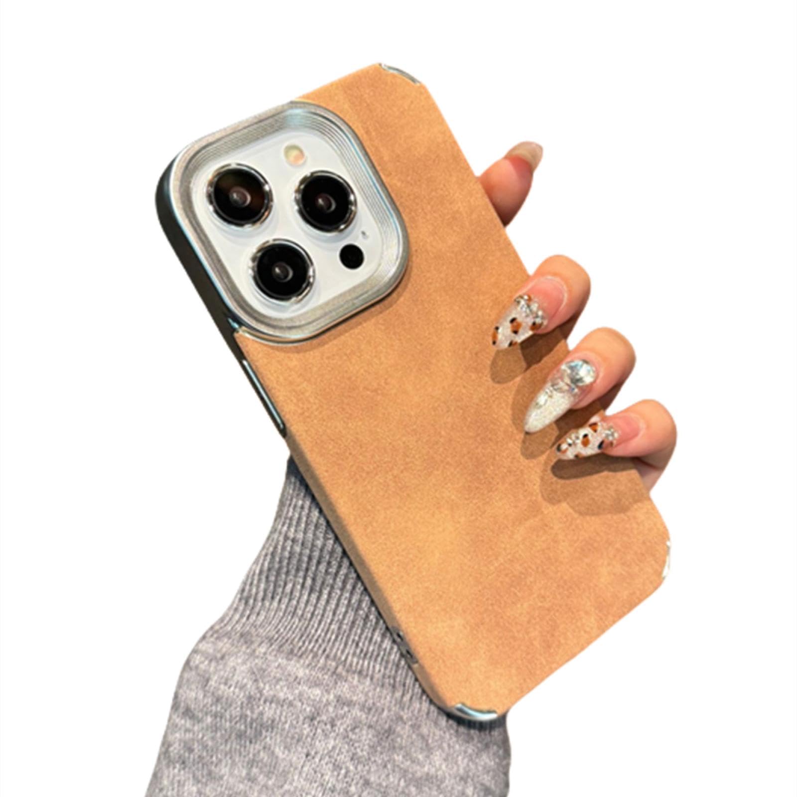 Cadre de Luxe iPhone 14 Plus marron avec coque de protection rigide - 7