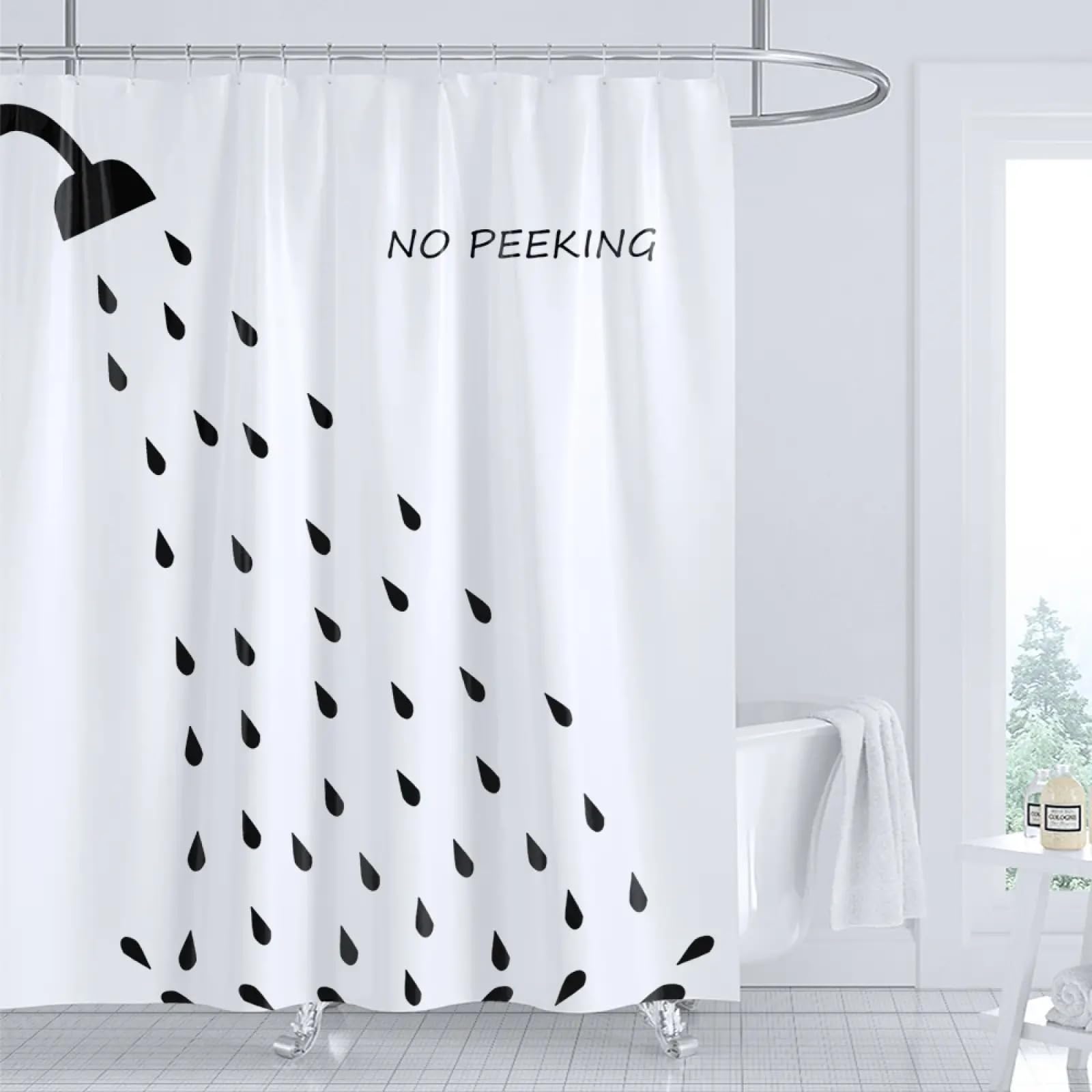 Rideau de bain en polyester blanc pour une ambiance spa nordique à la maison