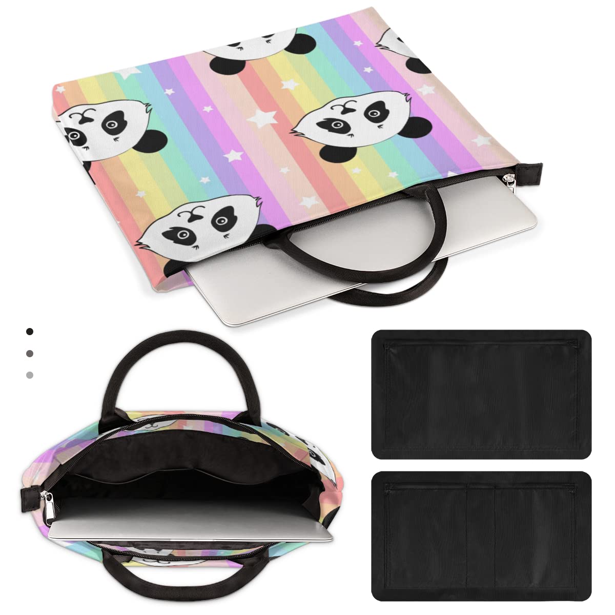 Urocza panda tęcza pokrowiec na laptopa 13-16 cali panda ręczny futerał na laptopa aktówka torba kurierska dla kobiet mężczyzn dzieci chłopców dziewcząt