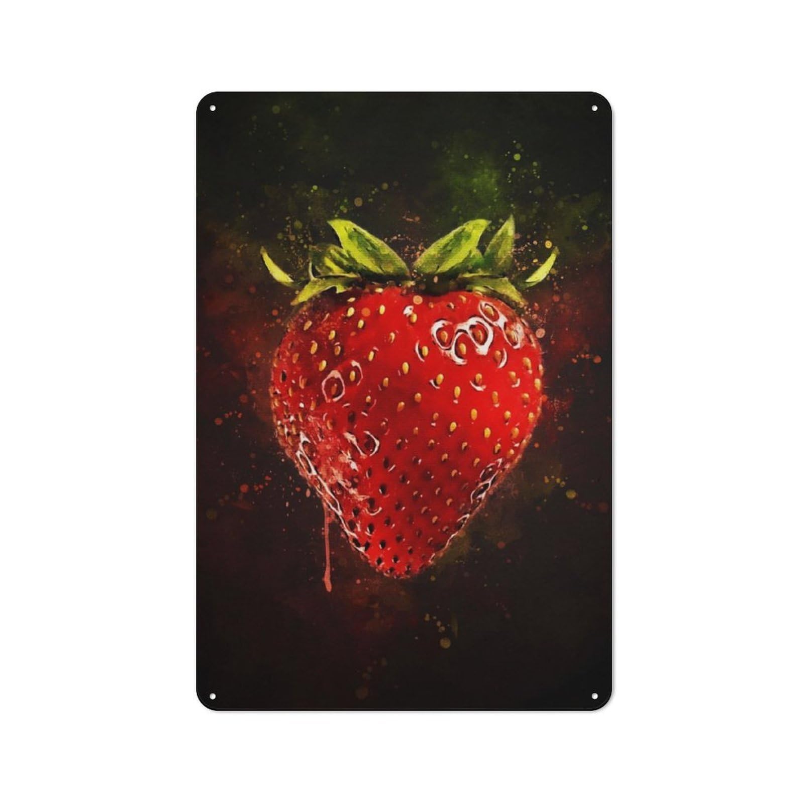 Junmoney Strawberry Fruit Metal Wall Sign 30X20cm Featuring For Workshop Wall, Suited To Metal Sign Collectors