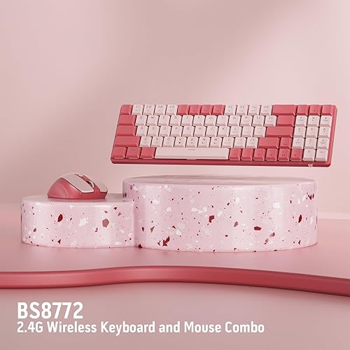 Miniatura 7 de Redragon BS135 Combo de Teclado y Mouse Inalámbrico, Teclado Mecánico de Bajo Perfil 75% de 78 Teclas 2.4Ghz Inalámbrico con Batería Recargable, Luz
