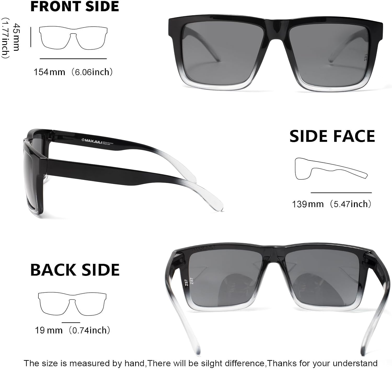 MAXJULI XXL Size Double Extra Large Z87 Sunglasses for Big Wide Heads Men TR90 Ultralight UV400 Protection Glasses 8228 - Image 7