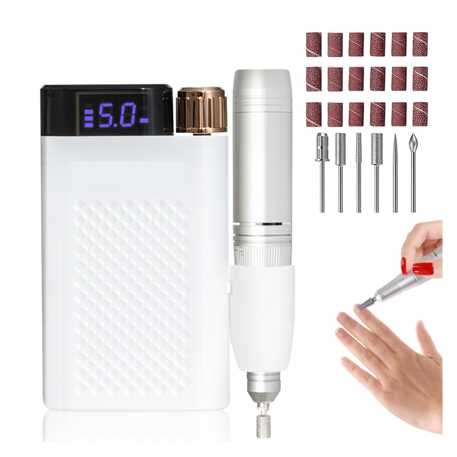 Torno de Uñas Eléctrico, Taladros de uñas for uñas acrílicas, lima de uñas eléctrica profesional de 50000rpm for el hogar y el salón, Efile recargable for uñas de Gel