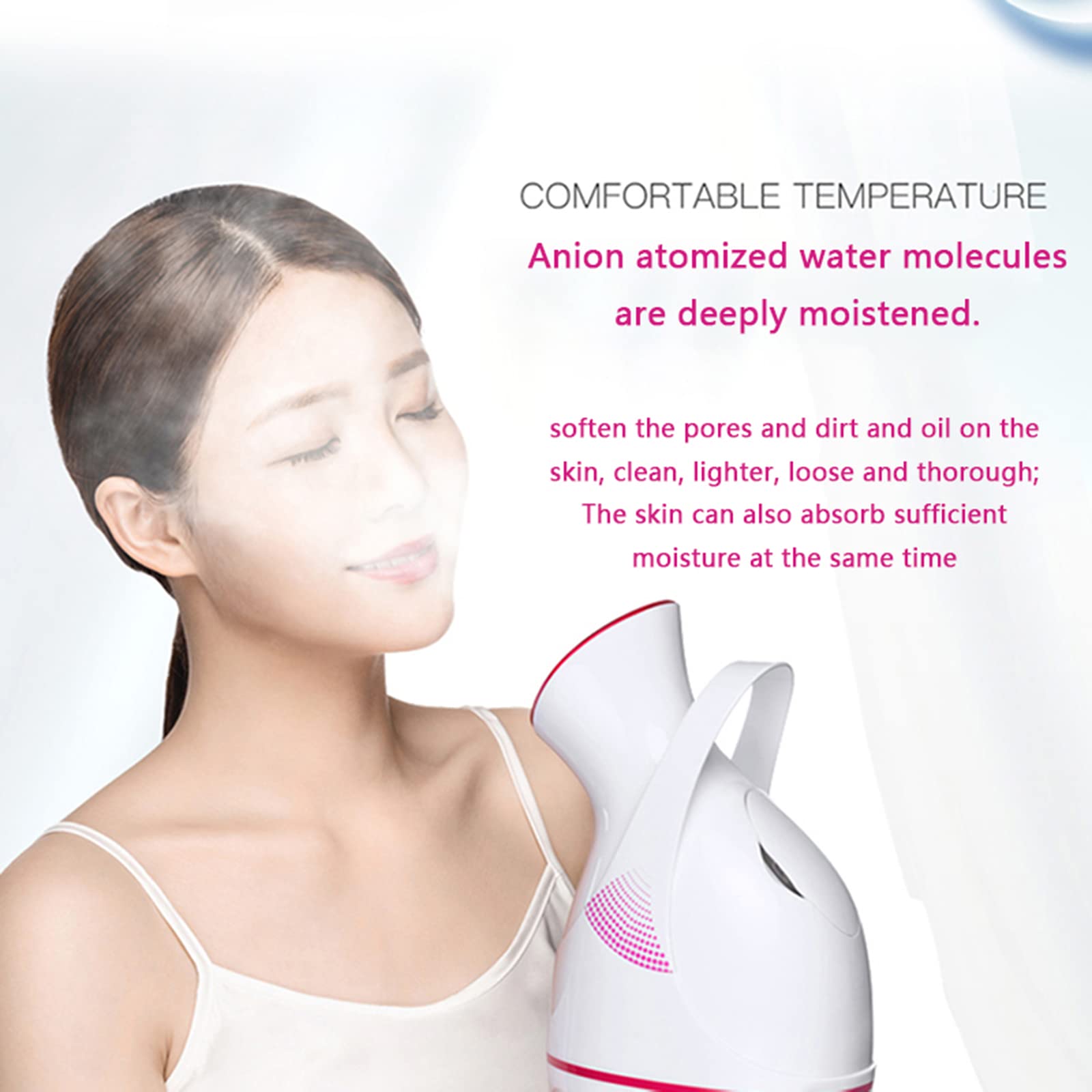 KONKA - Vaporizador facial Nano Ion caliente para la cara de la niebla del vapor, 100ML para el hogar sauna SPA de niebla cálida dragado poros humidificación hidratante instrumento de belleza