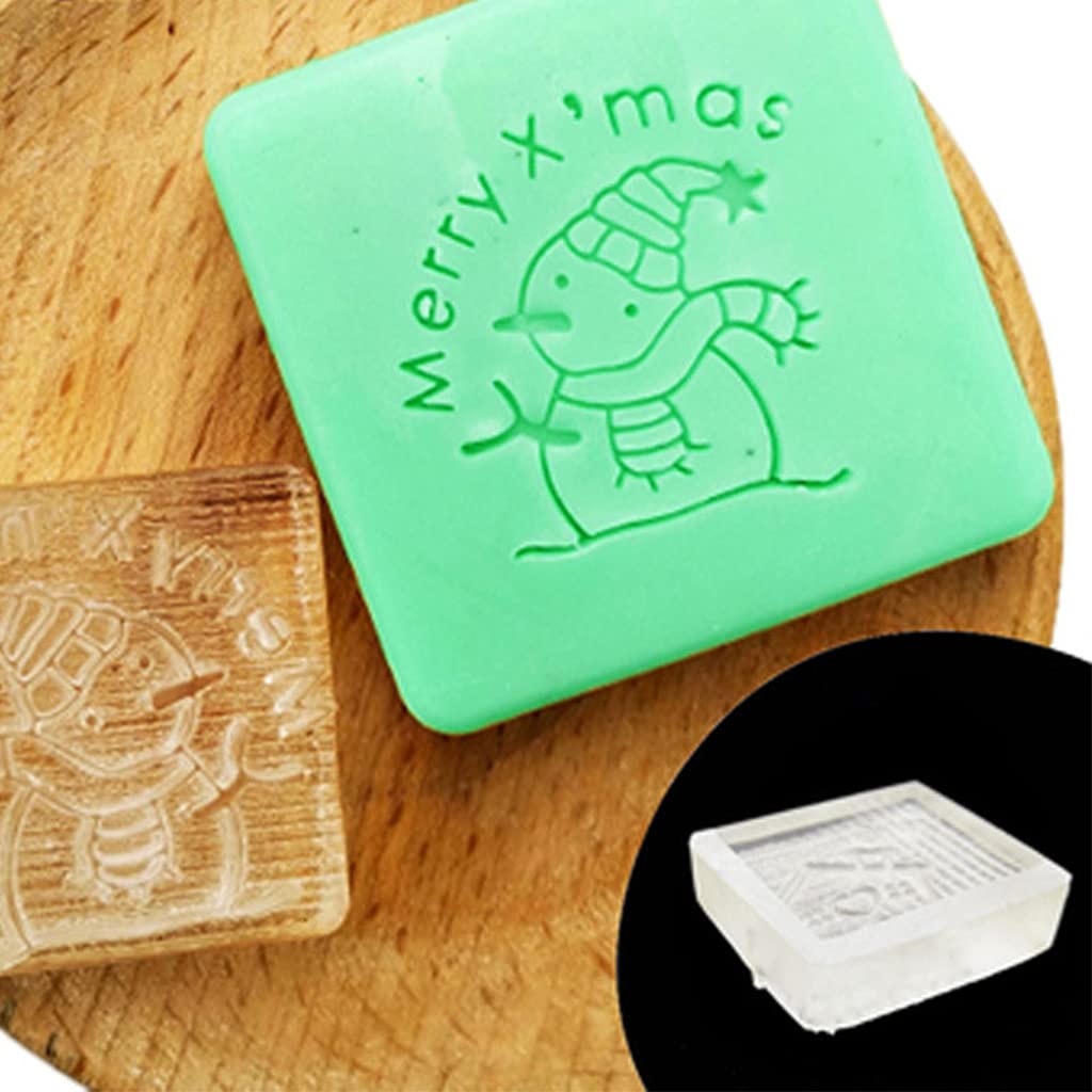 Christmas Theme Transparent Soap Stamp Natural Organic Making Acrylic Stamps Resin Chapters Small Clear Christmas Stamp Block for Card