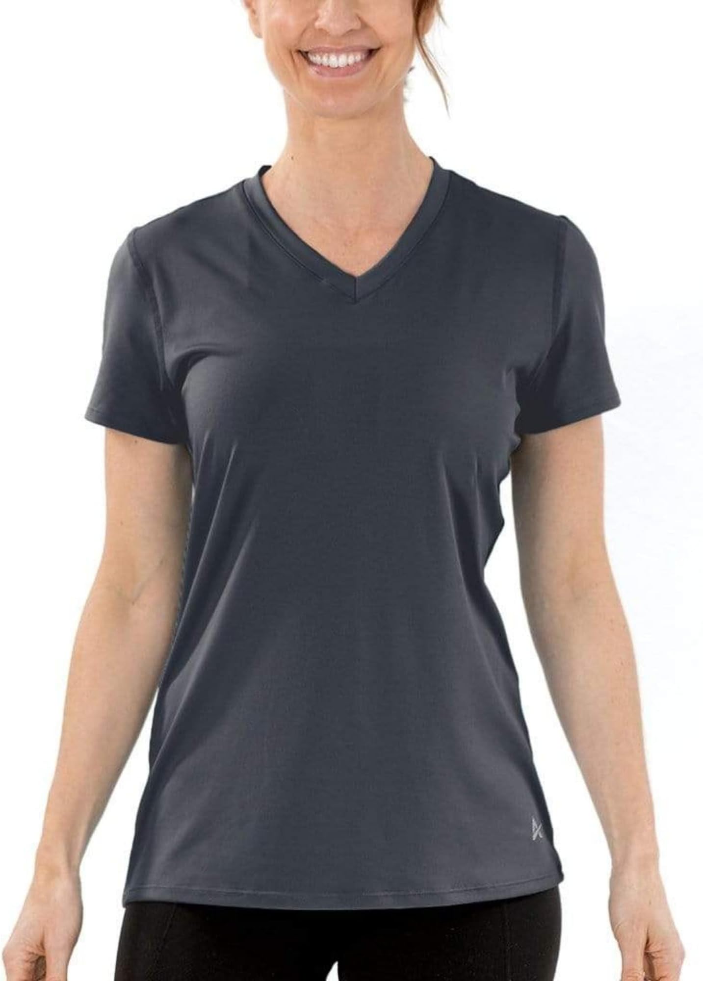 Arctic Cool Women's V-Neck Instant Cooling Moisture Wicking Performance UPF 50+ Short Sleeve Workout Shirt