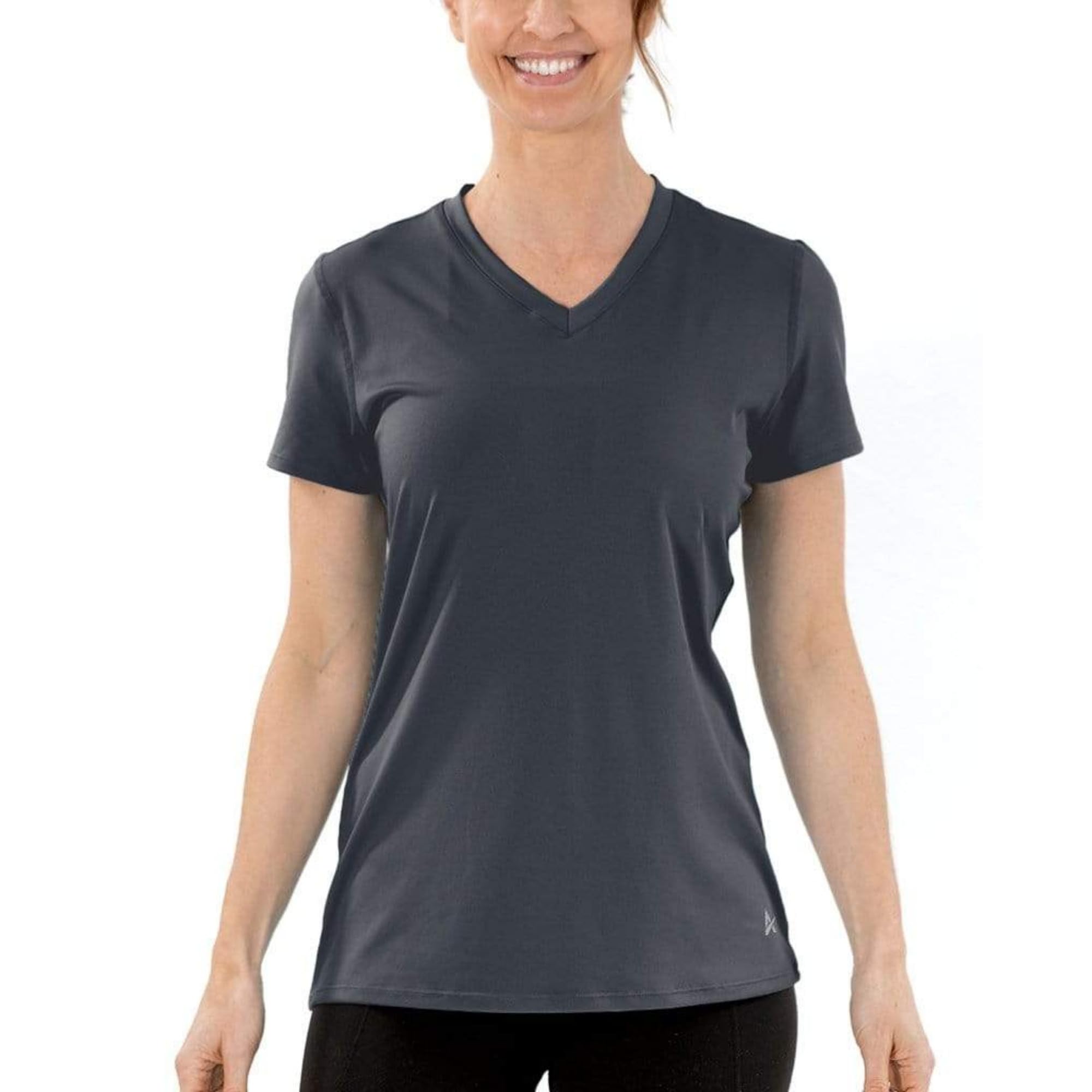Arctic Cool Women's V-Neck Instant Cooling Moisture Wicking Performance UPF 50+ Short Sleeve Workout Shirt