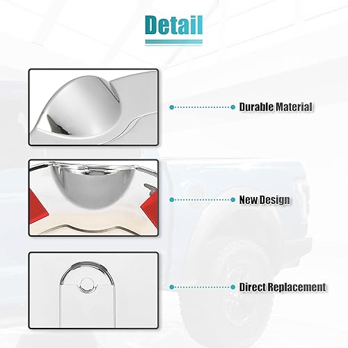 Miniatura 6 de X AUTOHAUX Tapa de llenado de depósito de combustible cromada, decoración para Dodge para Ram 1500 2002-2008, cubierta de llenado de puerta de gas