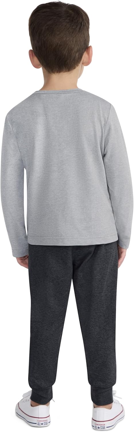 Hurley boys Long Sleeve Soft Basic T-shirt and Joggers 2-piece Outfit Set - Image 4