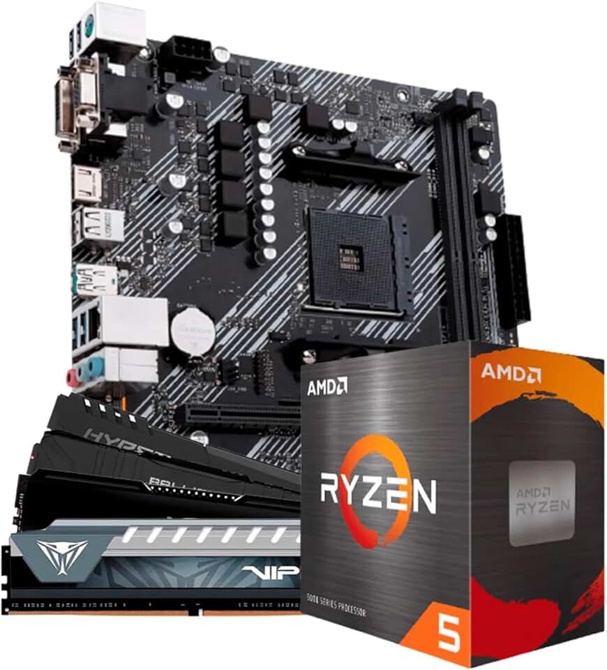 Kit Upgrade AMD Ryzen 5 5500 Placa Mãe A520M DDR4 Memoria RAM 16GB (2x8GB) 3200MHz DDR4
