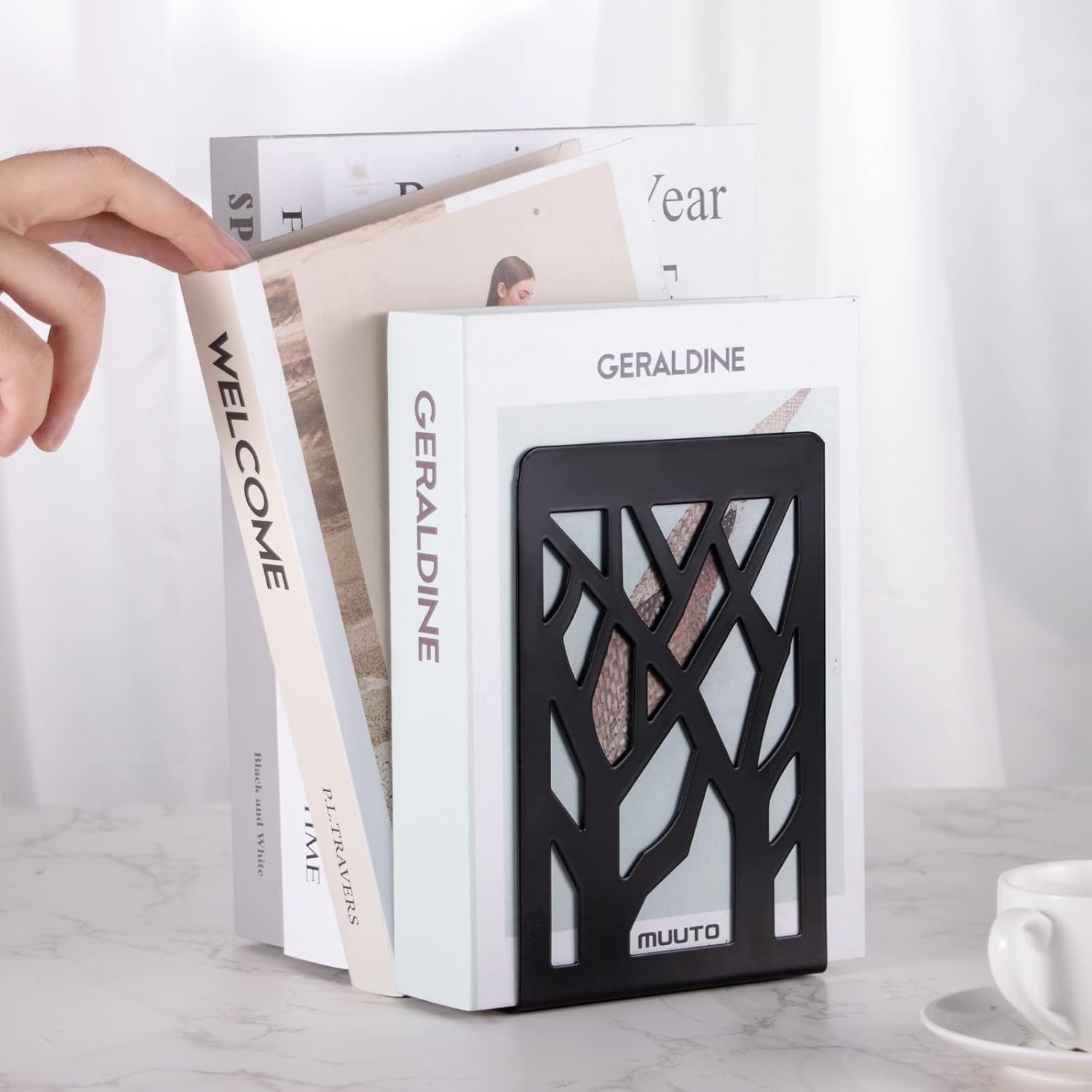 GPNW Metal Non-Slip Bookend Bracket, Heavy Duty Book End Office Book Stopper, Desk Organizer Book Holder, Durable Bookends for Office Accessories | 1Pcs 4