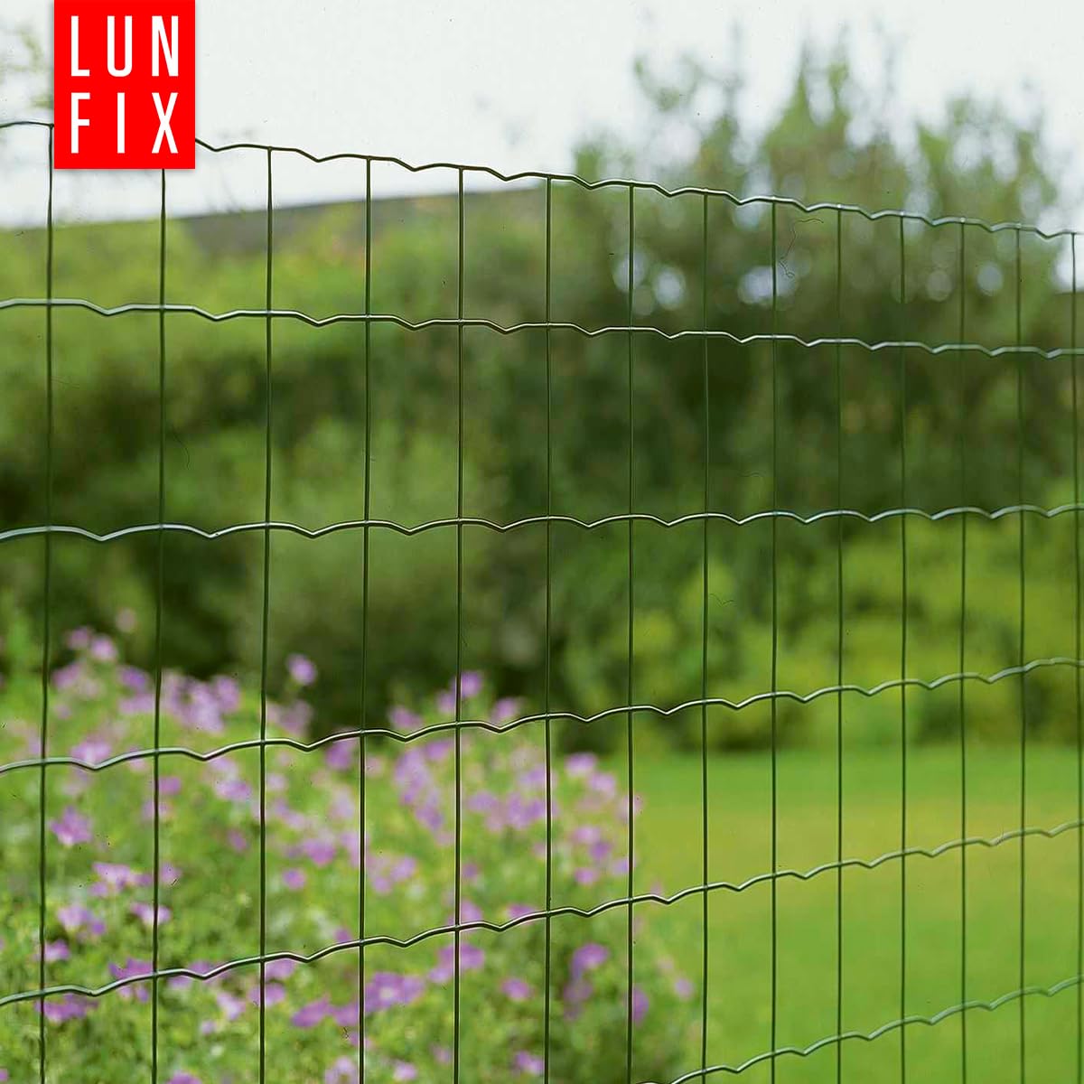 Valla de alambre - acero galvanizado verde revestido de PVC, 10 x 10 cm, Ø 2,1 mm, 1,5 m x 20 m, valla de jardín, valla para perros, valla de caza, valla de gallinas, malla de alambre soldada, Lun Fix