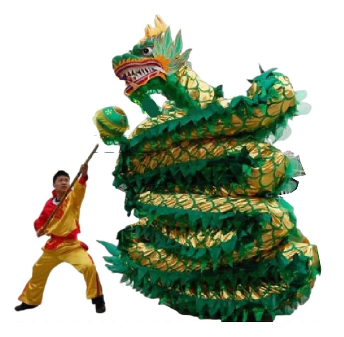 BJfhRH Outdoor Sports Traditional Chinese Dragon Dance 18m/59ft Lion Traditional Sports Lunar New Year Folk Art Performance Festival Celebration(Grün)