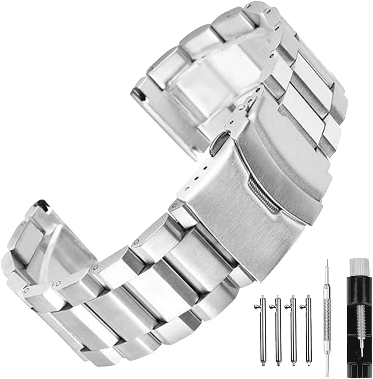 Quick Release Brushed Metal Watch Band for Men Women Stainless Steel Watch Bracelet Straps 18mm 20mm 22mm 24mm 26mm Watch Bands with Double FlipLock Buckle Black or Silver Blue Gold