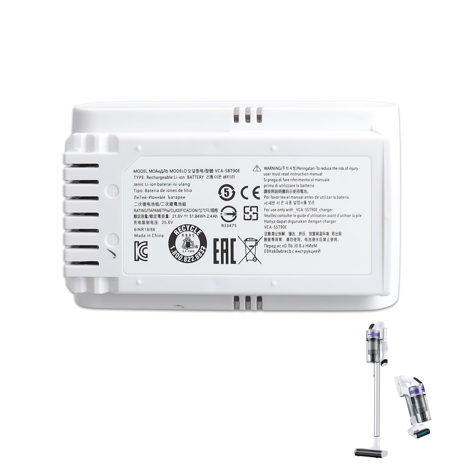 Batterie de Remplacement MXJFYY 21,6 V 3000 mAh pour aspirateur sans Fil Samsung JET70 VS15T7032P4, Batterie Li-ION Compatible avec Le modèle VCA-SBT90E